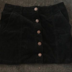 Forever 21 Black Corduroy Button Up Mini Skirt L